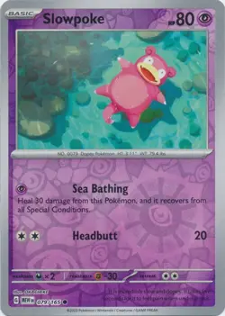 Reverse Holo Slowpoke 079/165 Common Scarlet and Violet 151 Pokemon TCG - Image 1