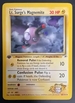 POKEMON 1ST EDITION GYM HEROES UNCOMMON LT SURGES MAGNEMITE 50/132 - Image 1