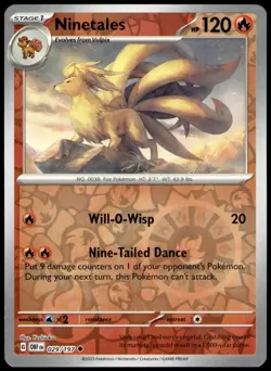 Ninetales 029/197 Uncommon Obsidian Flames Pokemon Reverse Holo Near Mint - Image 1