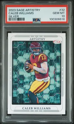 CALEB WILLIAMS 2023 SAGE Artistry Rookie Card Black #32 USC Trojans PSA 10 - Image 1