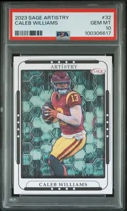 CALEB WILLIAMS 2023 SAGE Artistry Rookie Card Black #32 USC Trojans PSA 10 - Image 2