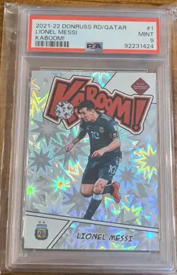 Lionel Messi Kaboom! Panini Donruss Road to Qatar 2021-22 PSA 9 - Image 1