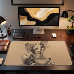 Cute Fluffy Dog Ramen Playmat - Kawaii Anime Style Gaming Mat for MTG, YuGiOh - Image 2