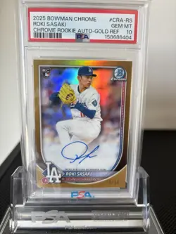 2025 Bowman - Chrome Rookie Autographs Roki Sasaki #CRA-RS Gold Refractor /50 - Image 1