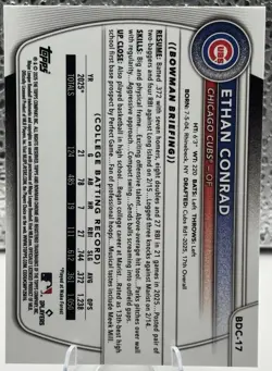 Topps 2025 Bowman Draft Chrome Prospects Ethan Conrad Mojo 1st Bowman BDC-17 - Image 2
