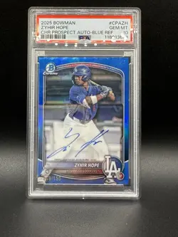 2025 Bowman - Chrome Prospect Autographs Zyhir Hope #CPA-ZH Blue Refractor /150 - Image 1