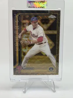 2025 Topps Gilded Collection #69 Chase Utley Gold Wave Refractor /75 Phillies - Image 1