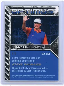 2025 Leaf Optichrome STEVE SPURRIER Green Prismatic Optimus AUTO Autograph 1/1 - Image 2