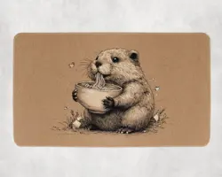 Cute Beaver Ramen Playmat - Kawaii Anime Style Gaming Mat for MTG, YuGiOh, TCG - Image 1