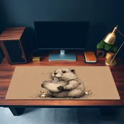 Cute Beaver Ramen Playmat - Kawaii Anime Style Gaming Mat for MTG, YuGiOh, TCG - Image 3