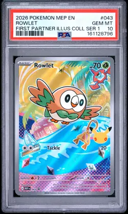 2026 POKEMON MEP EN-ME BLACK STAR PROMO #043 ROWLET PSA 10 - Image 1