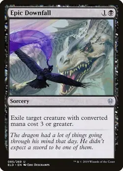 Epic Downfall 4x FOIL ELD MTG Throne of Eldraine Uncommon MINT black - Image 1
