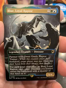1x BORDERLESS BLUE LOYAL RAPTOR - Jurassic Park - MTG - Magic the Gathering - Image 1