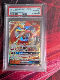 2017 Pokemon Sun Moon Burning Shadows Ho-Oh GX Full Art #21/147 PSA 10 - Image 1