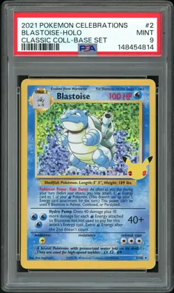 PSA 9 MINT Blastoise 2 Holo Celebrations Pokemon Card - Image 1