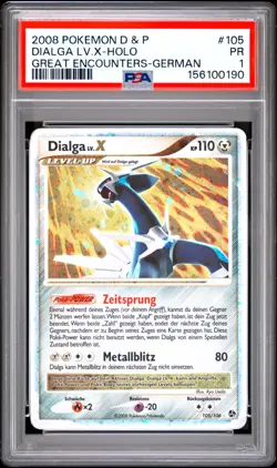 Dialga LV.X Holo #105/106 PSA 1 PR Great Encounters Pokemon German 2008 - Image 2