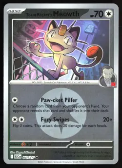 Pokemon TCG Team Rocket's Meowth (Energy Symbol) Reverse Holo ME: ASC 161/217 NM - Image 1
