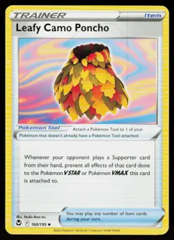 Leafy Camo Poncho 160/195 Uncommon Silver Tempest Pokemon Near Mint - Image 1