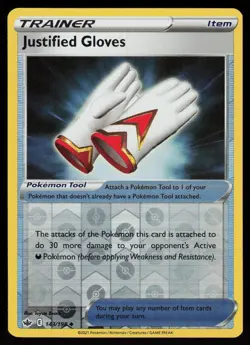Justified Gloves 143/198 Uncommon Chilling Reign Pokemon Reverse Holo Near Mint - Image 1