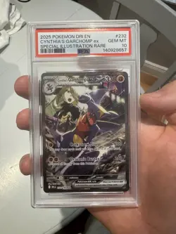 PSA 10 2025 Pokemon TCG EN Cynthia's Garchomp ex 232/182 SIR Holo Sv10 - Image 1