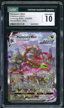 2021 Pokemon Evolving Skies Rayquaza Alt Art Secret #218 CGC 10 - Image 1