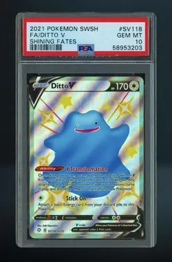 Pokemon Ditto V Shining Fates: Shiny Vault Shiny Holo Rare SV118/SV122 PSA 10 - Image 1
