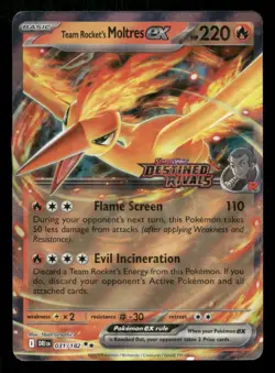 Team Rocket's Moltres ex 031/182 Destined Rivals Holo NM/M Pokemon - Image 1