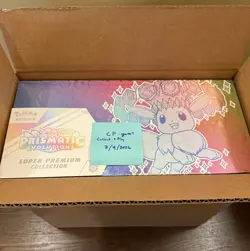 Open Case of 4 SEALED Pokemon Prismatic Evolutions Super Premium Collection Box - Image 1