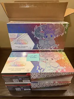 Open Case of 4 SEALED Pokemon Prismatic Evolutions Super Premium Collection Box - Image 3