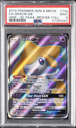 2019 POKEMON SUN & MOON UNIFIED MINDS #79A FULL ART/JIRACHI GX PSA 9 - Image 1