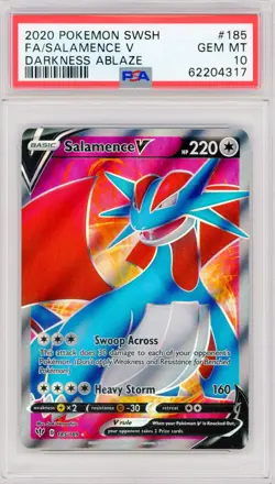 PSA 10 Full Art Salamence V #185 2020 SWSH Darkness Ablaze Pokemon TCG - Image 1