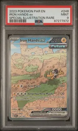 2023 POKEMON PARADOX RIFT #248/182 IRON HANDS ex SPECIAL ILLUSTRATION RARE PSA 9 - Image 1