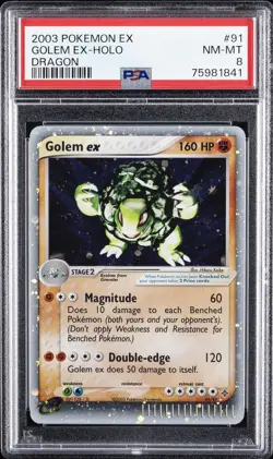 2003 POKEMON EX DRAGON #91 GOLEM EX-HOLO PSA 8 - Image 1
