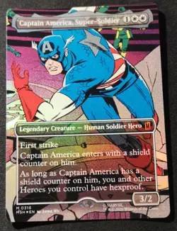 Captain America, Super-Soldier - Foil - Borderless - MSH - MTG - NM - EN - 0316 - Image 1
