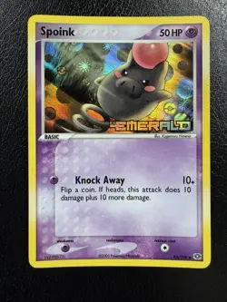 Pokemon TCG Spoink 65/106 EX Emerald Reverse Holo Stamped LP - Image 1