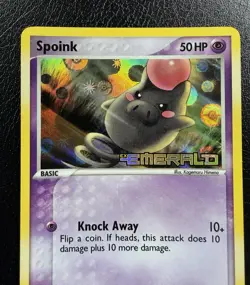 Pokemon TCG Spoink 65/106 EX Emerald Reverse Holo Stamped LP - Image 2