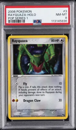 2006 POKEMON POP SER 1 #3 RAYQUAZA-HOLO PSA 8 - Image 1