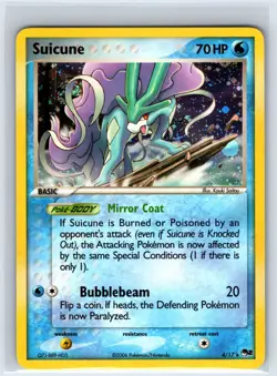 Suicune 4/17 Partial SWIRL Rare POP Series 2 Pokemon Lightly Played - Image 1