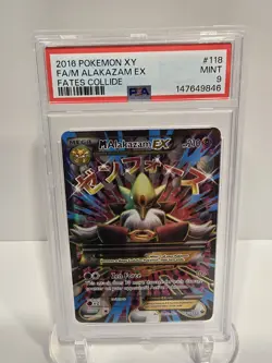 PSA 9 2016 POKEMON XY FATES COLLIDE FULL ART/M ALAKAZAM EX 118 - Image 1