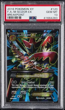 2016 POKEMON XY BREAKPOINT #120 FULL ART/M SCIZOR EX PSA 10 - Image 1