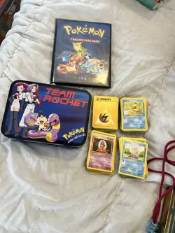 1999 Pokemon Card Collection – 250+ Holo Wigglytuff Team Rocket Tin Card Binder - Image 1