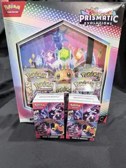 Pokemon Prismatic Evolutions Binder Collection W/ 2 Destined Rivals bundles - Image 1