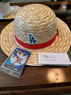 Dodgers x One Piece COMPLETE SET Luffy DON Promo Card + Straw Hat SGA IN HAND - Image 1