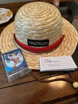 Dodgers x One Piece COMPLETE SET Luffy DON Promo Card + Straw Hat SGA IN HAND - Image 2