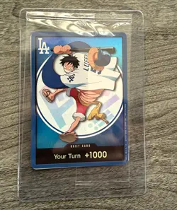 Bandai One Piece DON!! Card Monkey D. Luffy LA Dodgers Your Turn +1000 Promo - Image 1