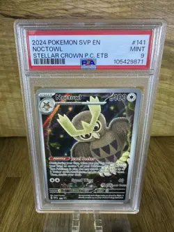 Pokemon TCG Noctowl SVP 141 Pokemon Center Stamp Black Star Promo NM PSA 8 - Image 1