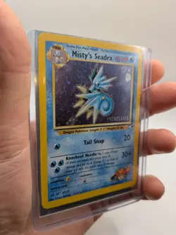 Pokemon Card Misty's Seadra 9/132 Gym Heroes Holo Rare WOTC PRERELEASE NM - Image 1