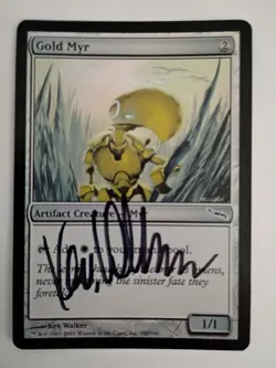 Magic The Gathering - 1x Signed Foil Gold Myr (mtg) Mirrodin - Image 1