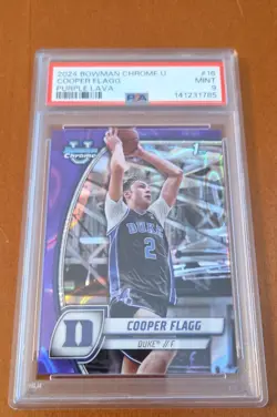 2024-25 Bowman University Chrome - Cooper Flagg #16 Purple Lava Refractor (RC) - Image 1