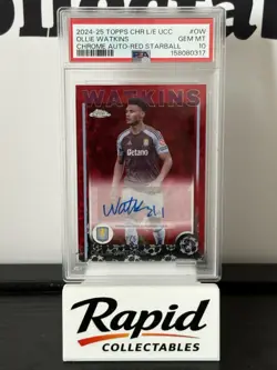 Topps Chrome UCC 2024-25 OLLIE WATKINS Auto Red Starball /5 PSA 10 - Image 1